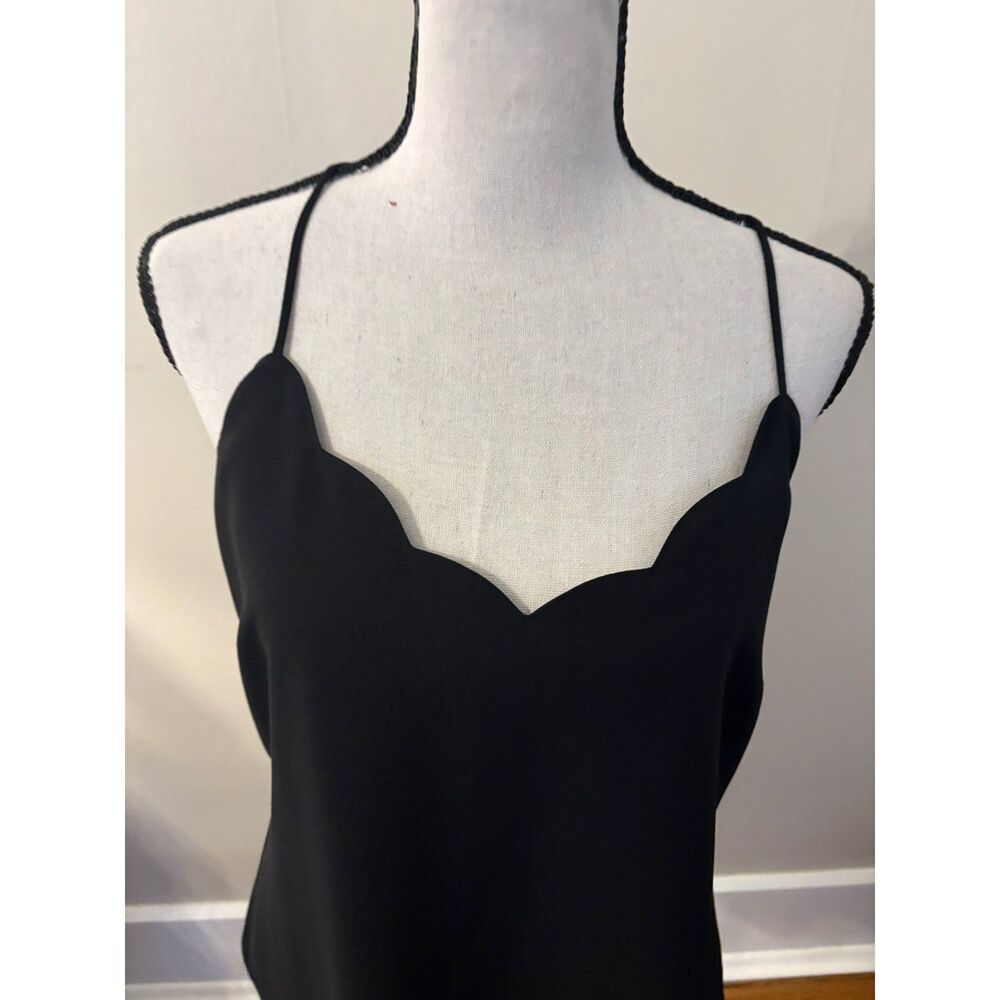 J.Crew Women's 8 Black Scalloped Racerback Cami Tank Top